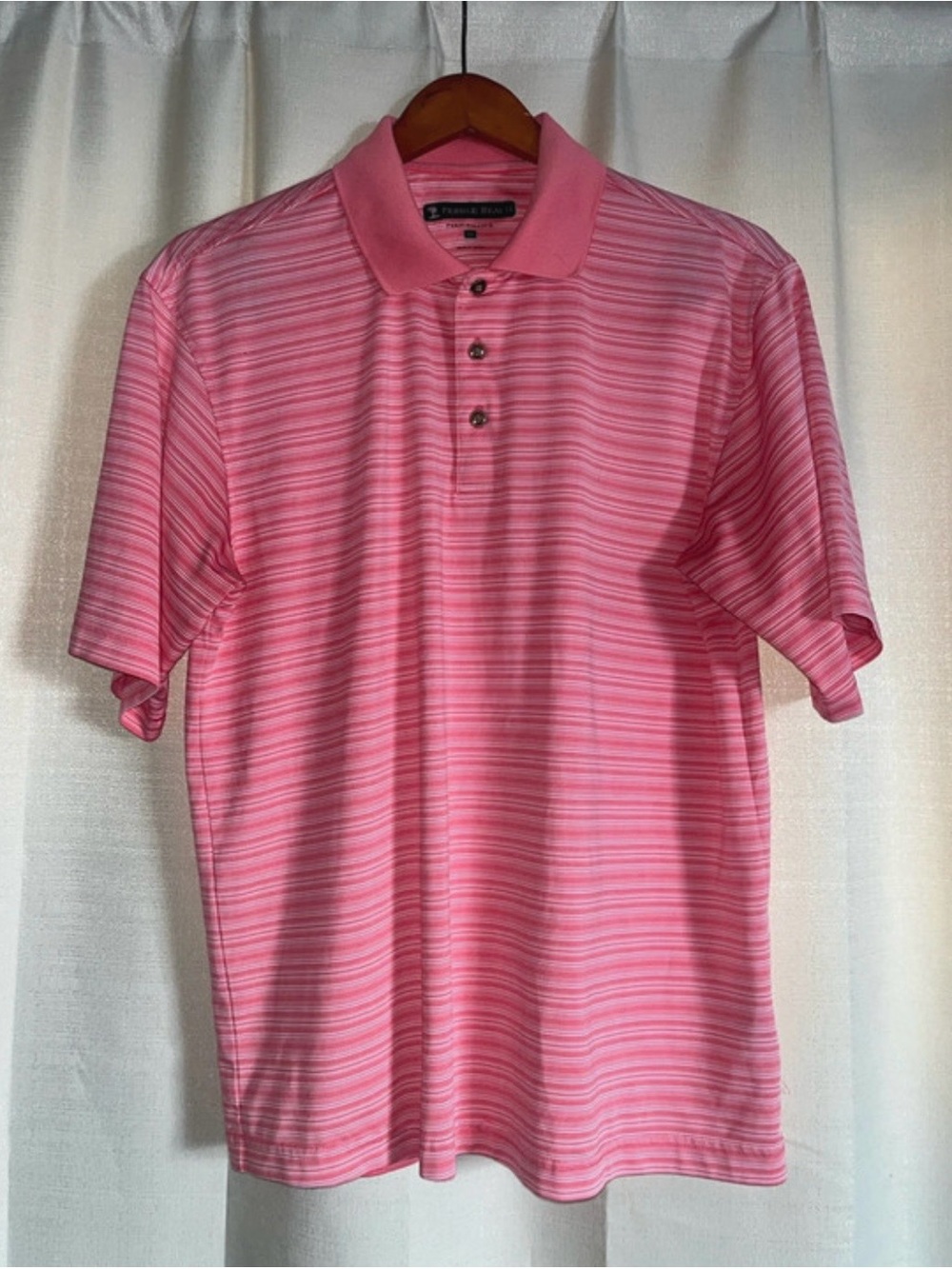 Men’s Pebble Beach Pink Striped Polo Shirt